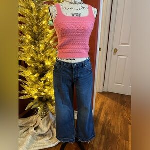 FREE PEOPLE WIDE LEG CROPPED FRAYED HEM SZ 29